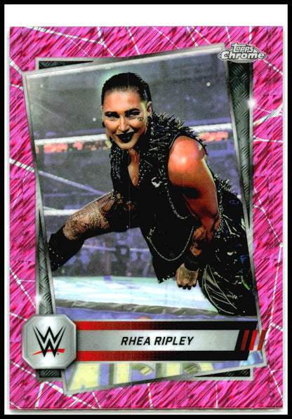 2025 Topps Chrome WWE Pink Shimmer Refractor #80 Rhea Ripley