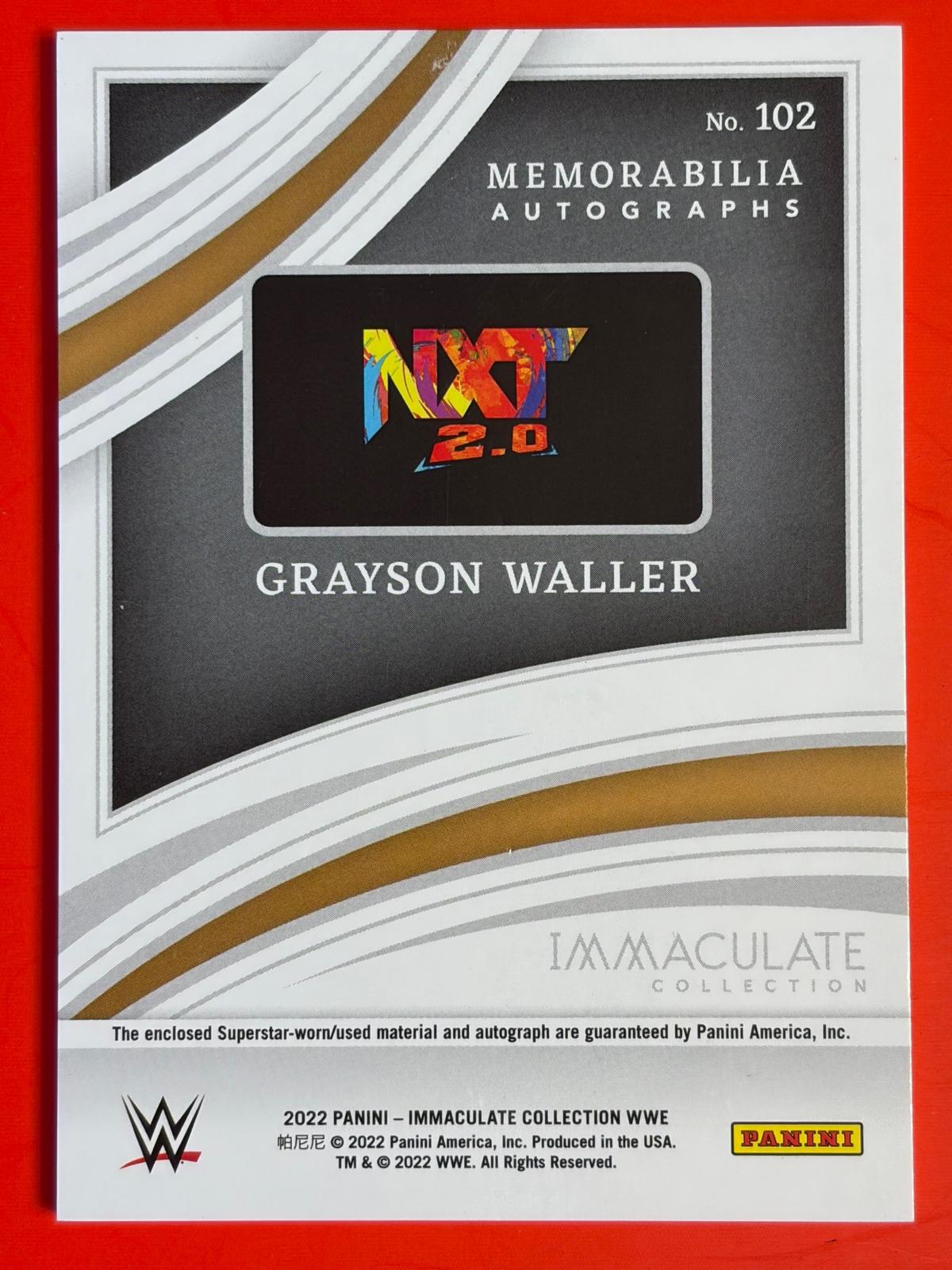 2022 Panini Immaculate Collection WWE Red #102 Grayson Waller AU #/25
