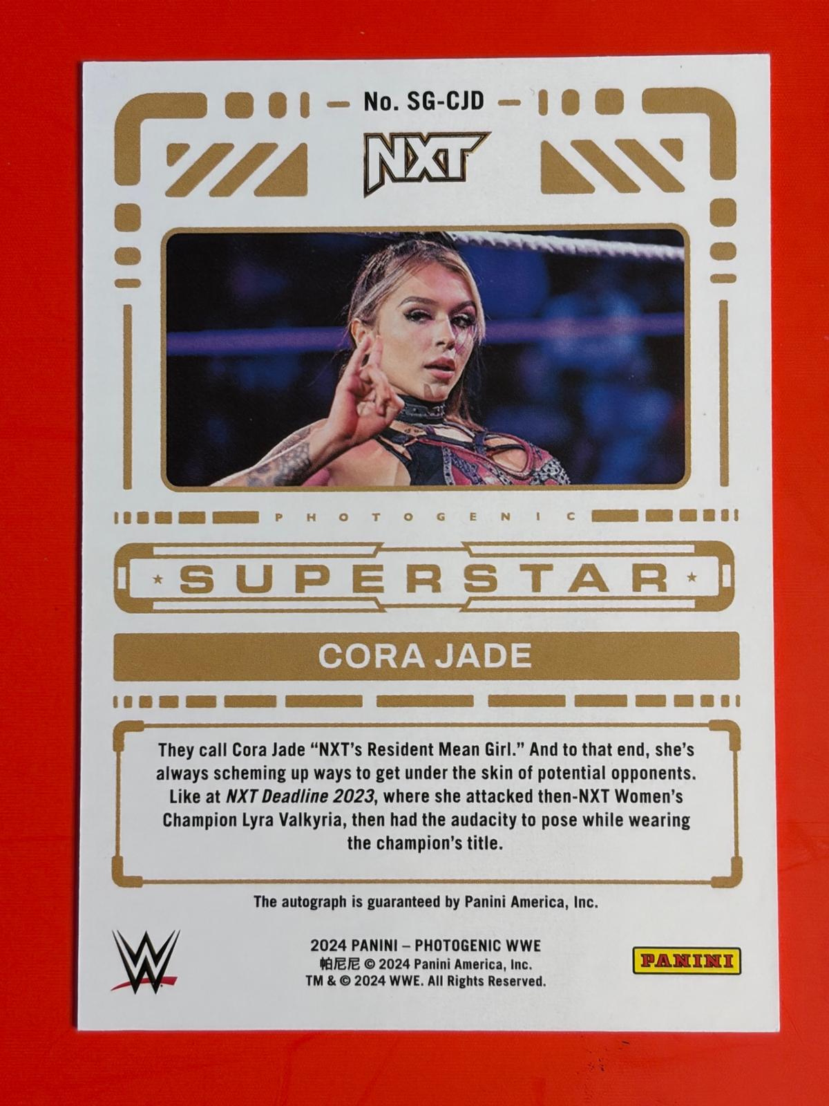 2024 Panini Photogenic WWE Superstar Signatures #SG-CJD Cora Jade AU