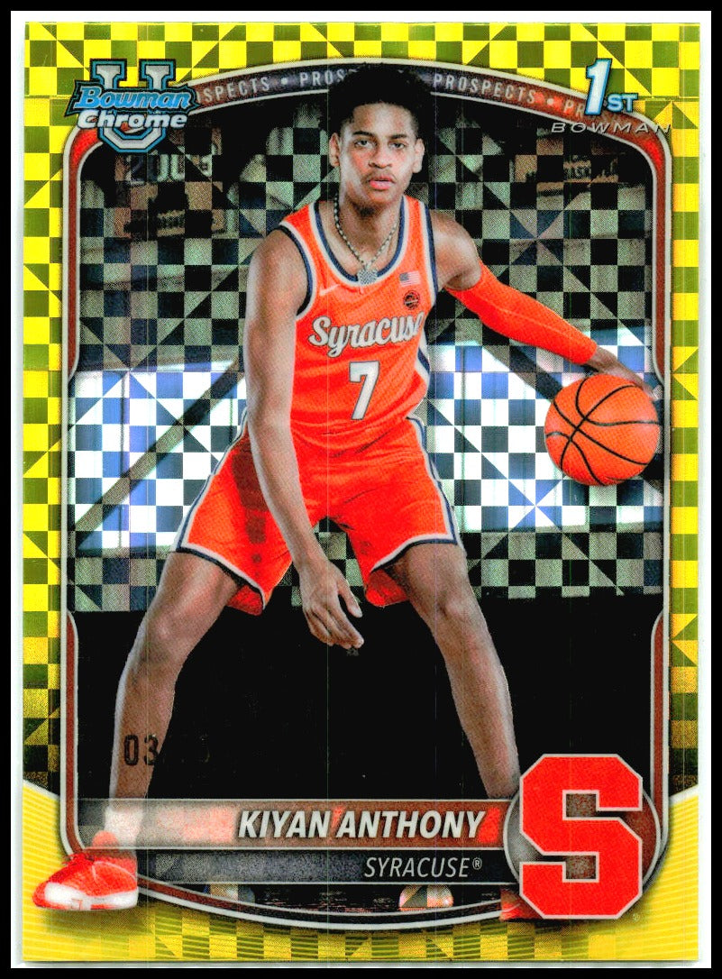 2025-26 Bowman Chrome Prospects Yellow X-Fractor #BCP-4 Kiyan Anthony Syracuse
