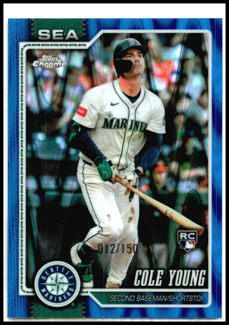 2026 Topps Chrome Blue Raywave Refractor #23 Cole Young RC Mariners