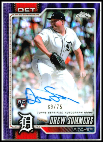2026 Topps Chrome Rookie Auto Purple Raywave /75 #RA-DSO Drew Sommers AU Tigers