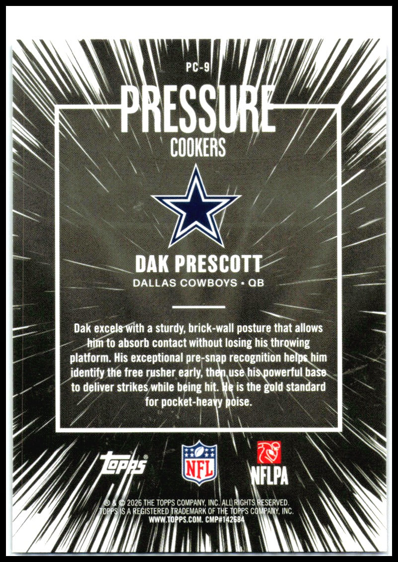2026 Topps Flagship Pressure Cookers Pink Crackle #PC-9 Dak Prescott Dallas
