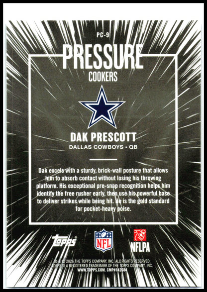 2026 Topps Flagship Pressure Cookers Pink Crackle #PC-9 Dak Prescott Dallas