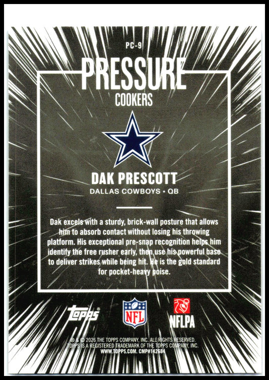 2026 Topps Flagship Pressure Cookers Pink Crackle #PC-9 Dak Prescott Dallas