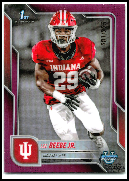2025 Bowman University Chrome Fuchsia Refractor /225 #170 Lee Beebe Jr. Indiana