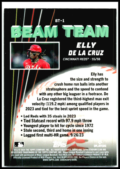 2024 Stadium Club Beam Team #BT-1 Elly De La Cruz Cincinnati Reds