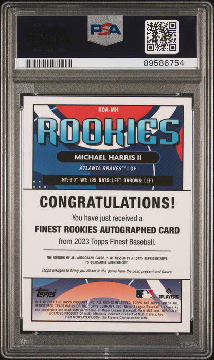 2023 Topps Finest Rk Design Var Auto-Orange #RDAMH Michael Harris PSA 9 Mint