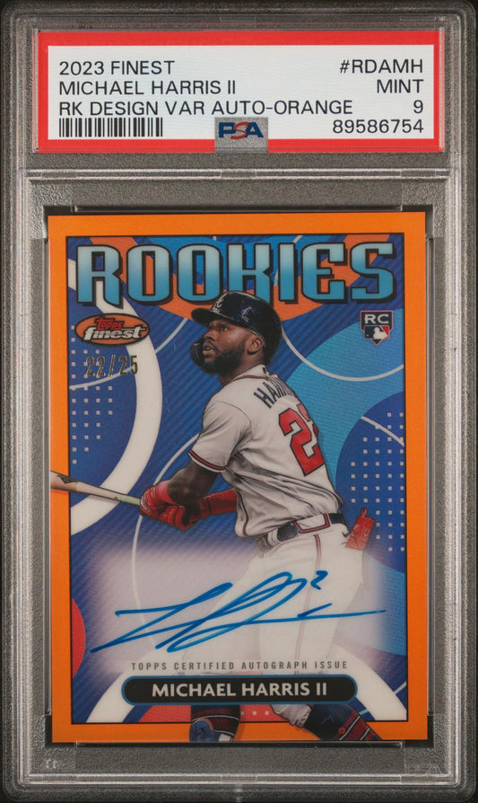 2023 Topps Finest Rk Design Var Auto-Orange #RDAMH Michael Harris PSA 9 Mint