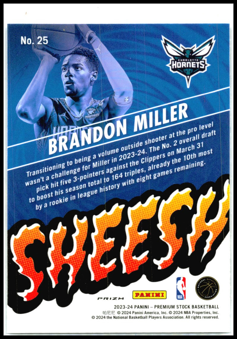2023-24 Hoops Premium Stock Sheesh Silver Prizm #25 Brandon Miller Hornets