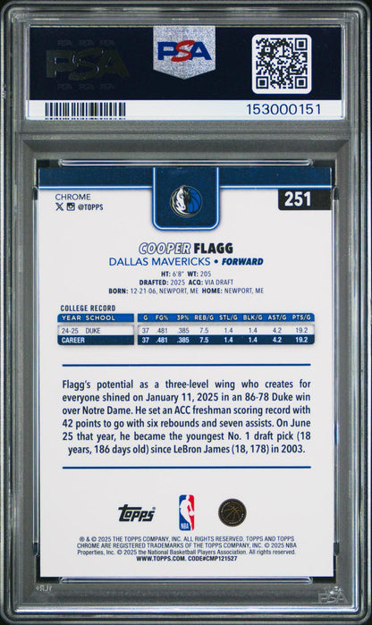 2025 Topps Chrome X-Fractor #251 Cooper Flagg