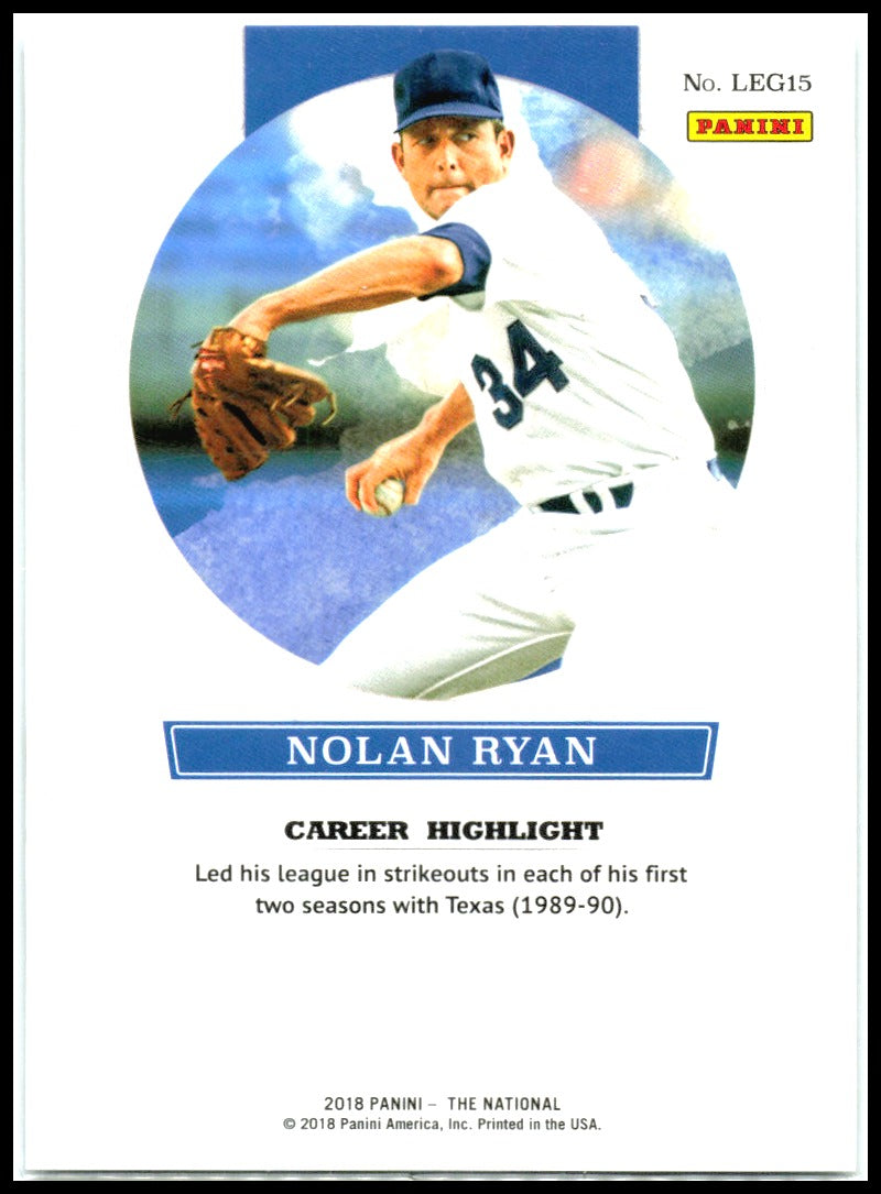 2018 Panini National Sports Legends #LEG15 Nolan Ryan Texas