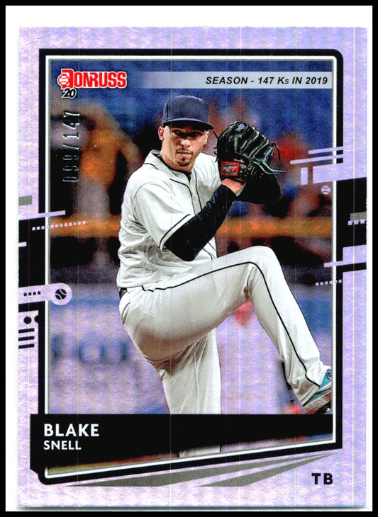 2020 Donruss Season Stat Line #175 Blake Snell #/147 Tampa Bay Rays
