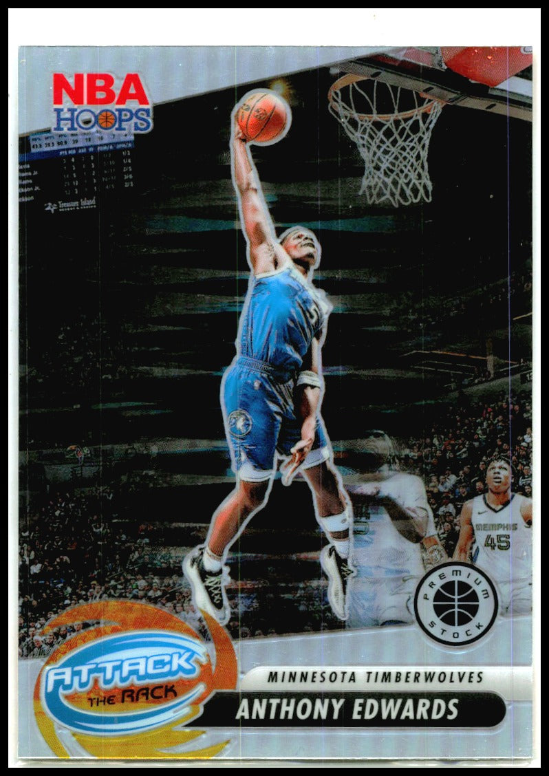2023-24 Hoops Premium Stock Attack The Rack Silver Prizm #7 Anthony Edwards