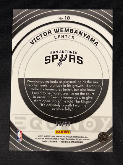 2025 Panini Obsidian Equinox #/60 #18 Victor Wembanyama San Antonio Spurs
