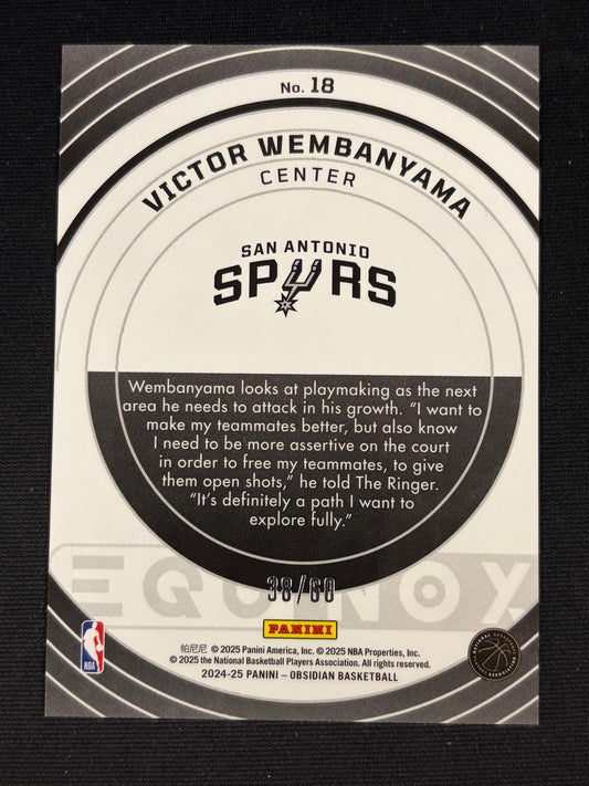 2025 Panini Obsidian Equinox #/60 #18 Victor Wembanyama San Antonio Spurs