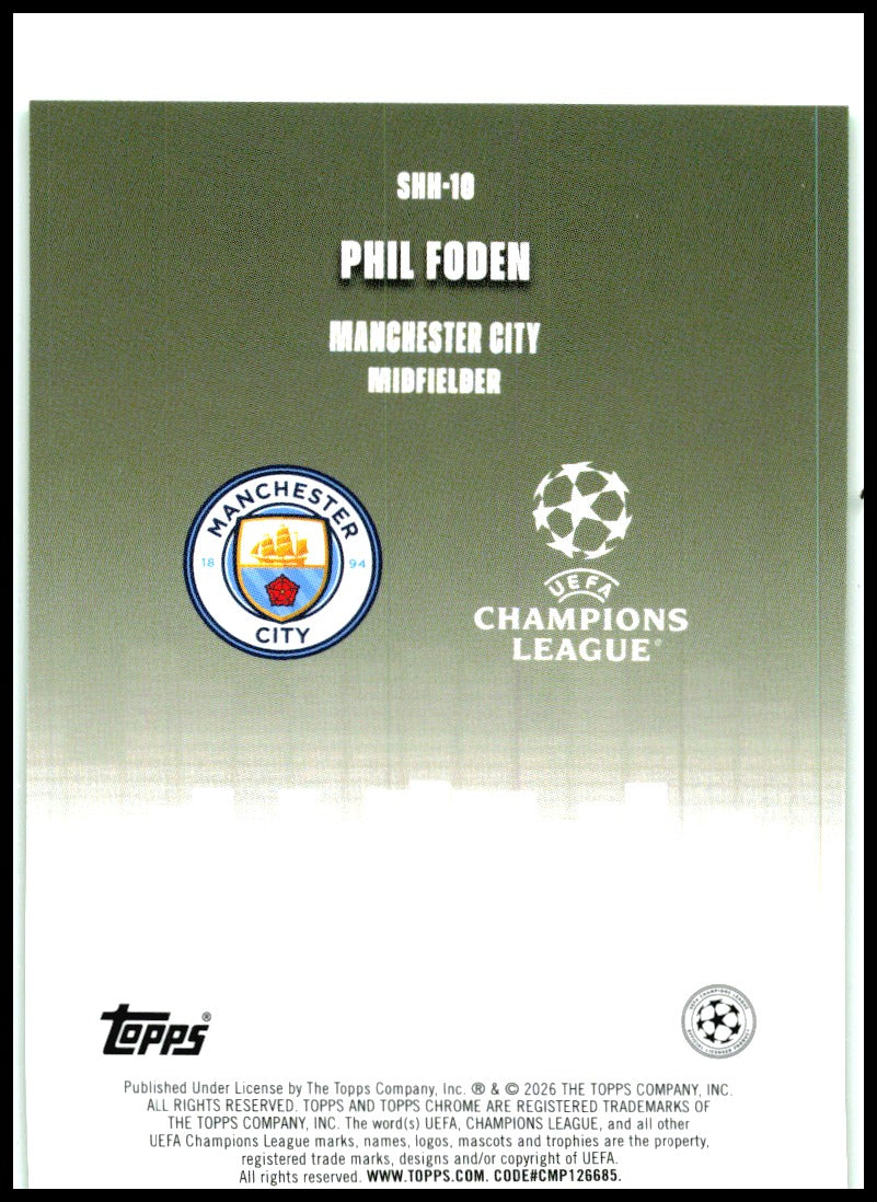2025 Topps Chrome Silened Green /99 #SHH-10 Phil Foden