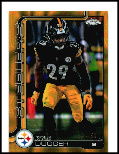 2025 Topps Chrome Gold Wave Refractor #211 Kyle Dugger #/50 Pittsburgh Steelers