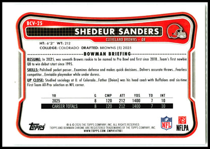 2026 Bowman Chrome #BCV-25 Shedeur Sanders Cleveland Browns