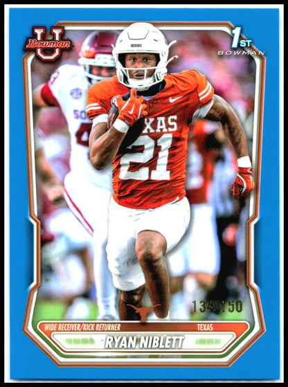 2026 Bowman Prospects Blue #BPP-154 Ryan Niblett #/150 Texas Longhorns