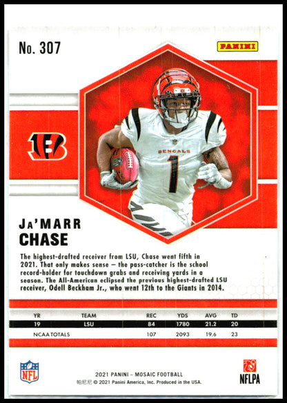 2021 Panini Mosaic #307 Ja'Marr Chase RC Cincinnati Bengals