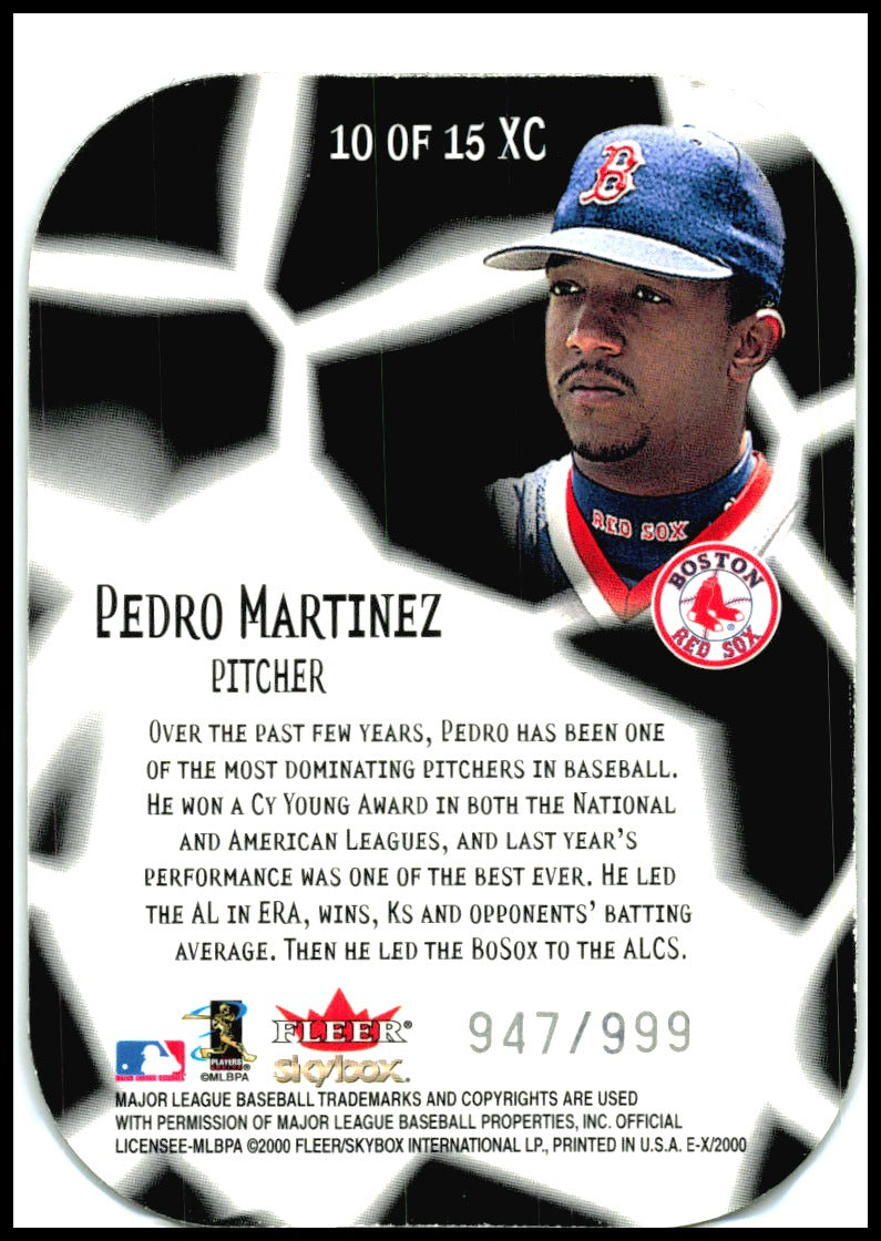 2000 Fleer E-X E-Xceptional-Green #10 XC Pedro Martinez #/999 Boston Red Sox