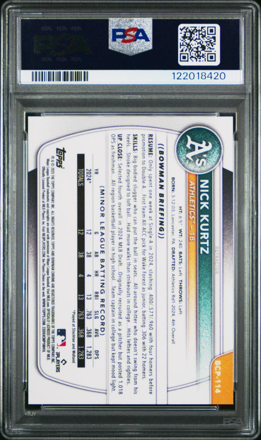 2025 Bowman Chrome Prospects Chrome Pros-Refractor #BCP114 Nick Kurtz