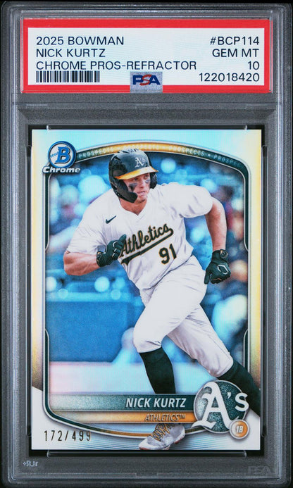 2025 Bowman Chrome Prospects Chrome Pros-Refractor #BCP114 Nick Kurtz
