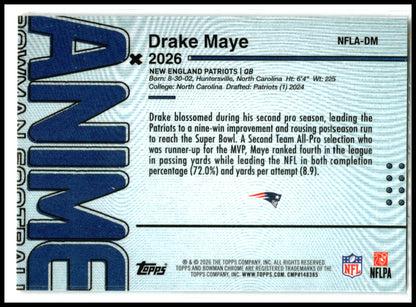2026 Bowman Anime NFL Red Refractor /5 SSP Case Hit # Drake Maye Patriots