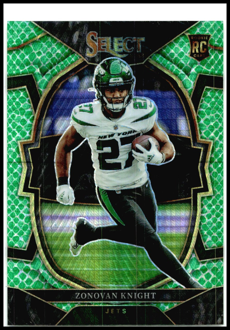 2022 Panini Select Dragon Scale Prizm #89 Zonovan Knight RC #/89 New York Jets