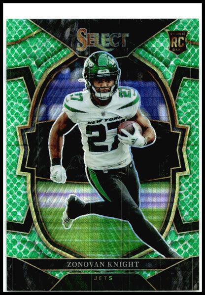 2022 Panini Select Dragon Scale Prizm #89 Zonovan Knight RC #/89 New York Jets