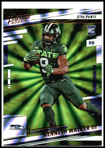 2022 Panini Prestige Xtra Points Sunburst #314 Kenneth Walker III RC Seattle
