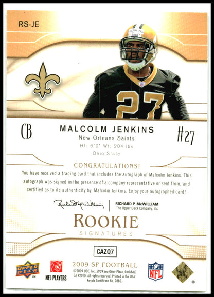2009 SP Rookie Signatures #RS-JE Malcolm Jenkins AU Philadelphia Eagles