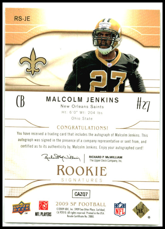 2009 SP Rookie Signatures #RS-JE Malcolm Jenkins AU Philadelphia Eagles