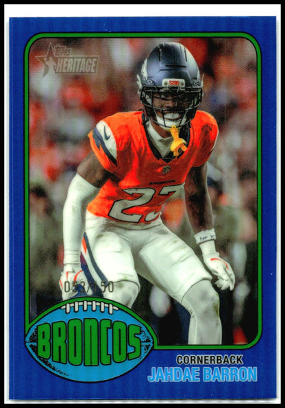 2026 Topps Heritage Chrome Blue /150 #26 Jahdae Barron Denver