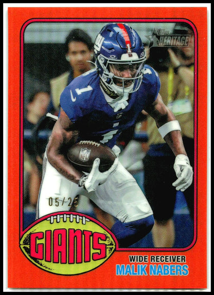 2026 Topps Heritage Chrome Orange /25 #318 Malik Nabers Giants