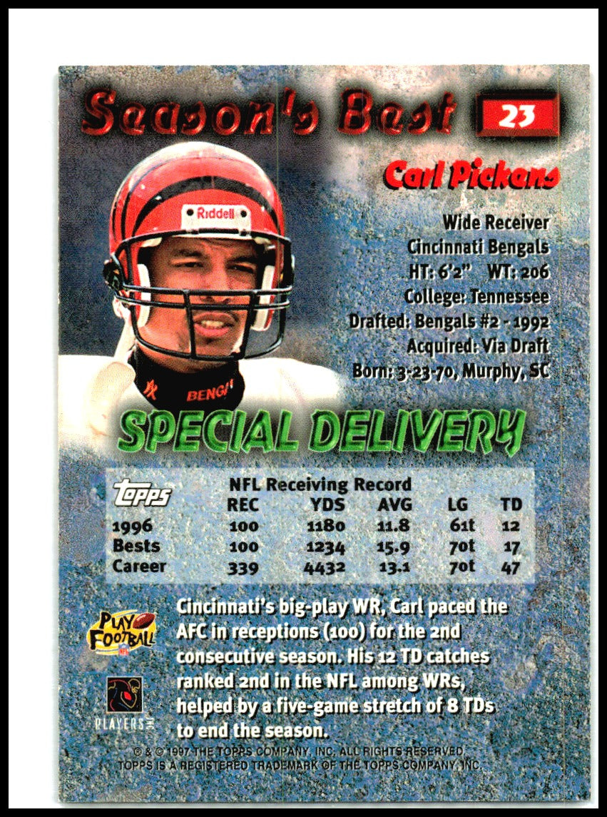 1997 Topps Season's Best #23 Carl Pickens Cincinnati Bengals