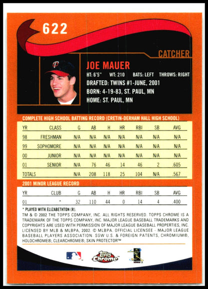 2002 Topps Chrome #622 Joe Mauer RC Minnesota Twins