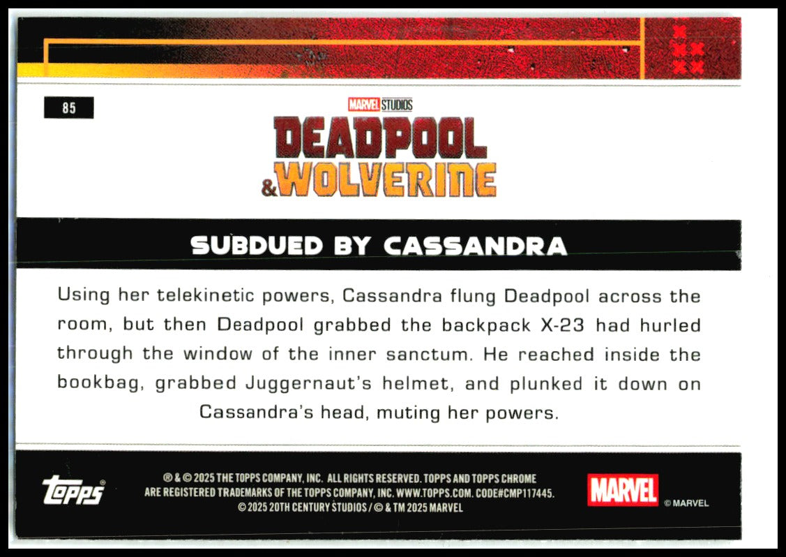 2025 Topps Chrome Marvel Deadpool Mini-Diamonds #85 Subdued by Cassandra