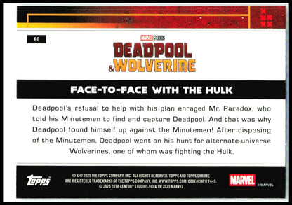 2025 Topps Chrome Marvel Deadpool Mini-Diamonds #60 Face-To-Face With The Hulk