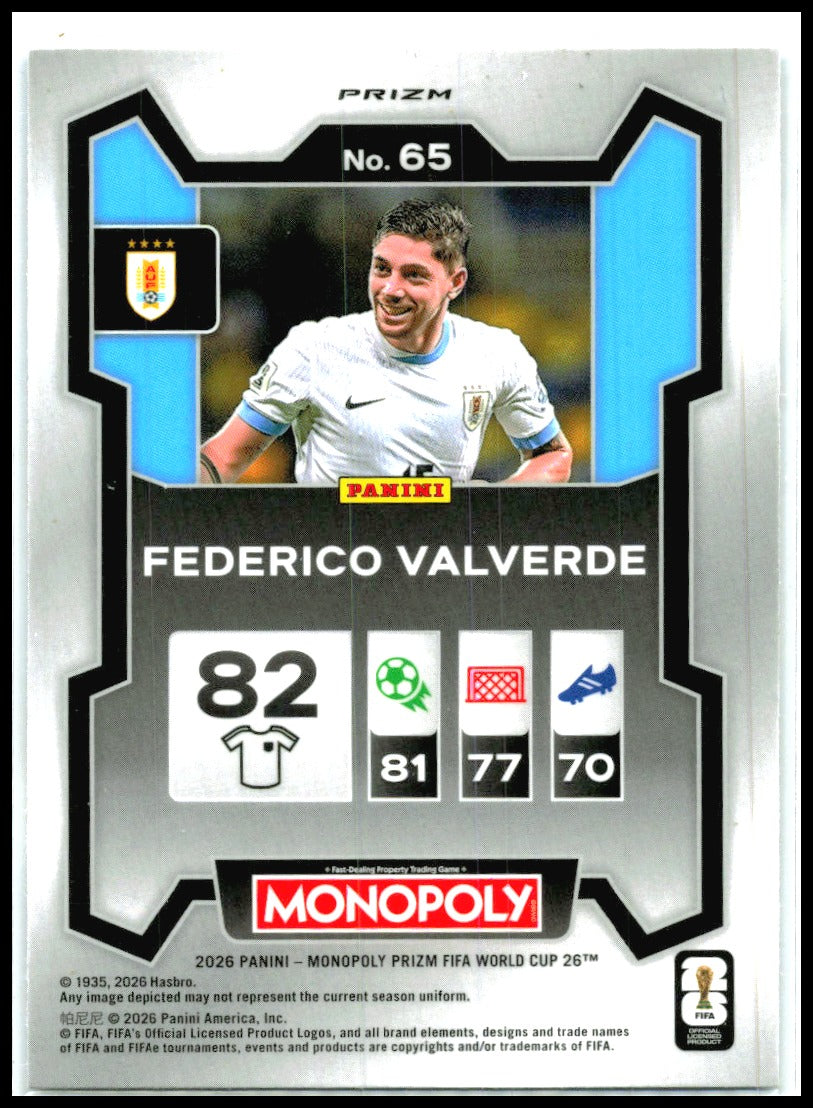 2026 Prizm Monopoly FIFA World Cup Four Corners Blue Wave #65 Federico Valverde