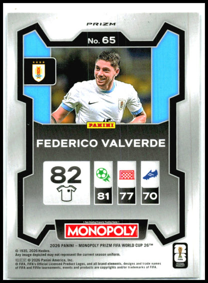 2026 Prizm Monopoly FIFA World Cup Four Corners Blue Wave #65 Federico Valverde