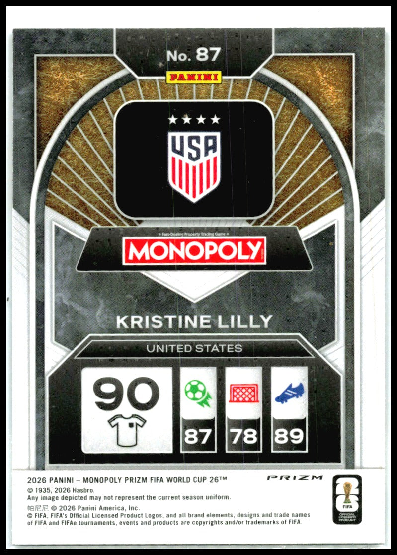 2026 Panini Monopoly FIFA World Cup Cup Four Corners Blue Wave # Kristine Lilly