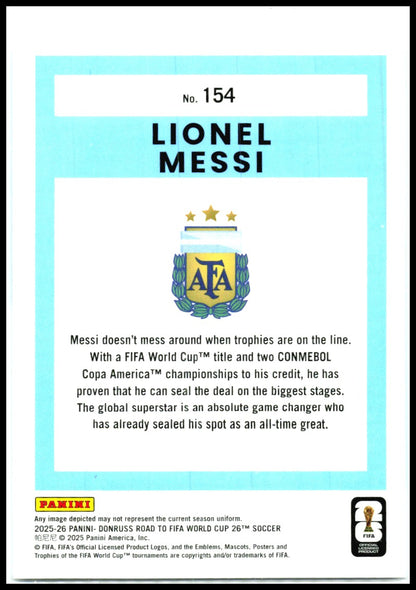 2025-26 Donruss Road to FIFA World Cup #154 Lionel Messi Argentina