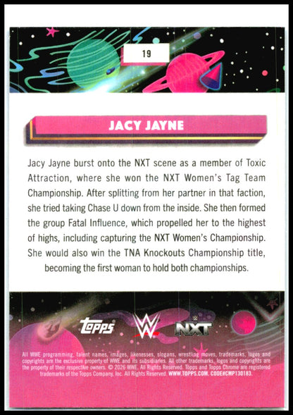 2026 Topps Chrome Cosmic WWE Blue Moon Refractor #19 Jacy Jayne #/99