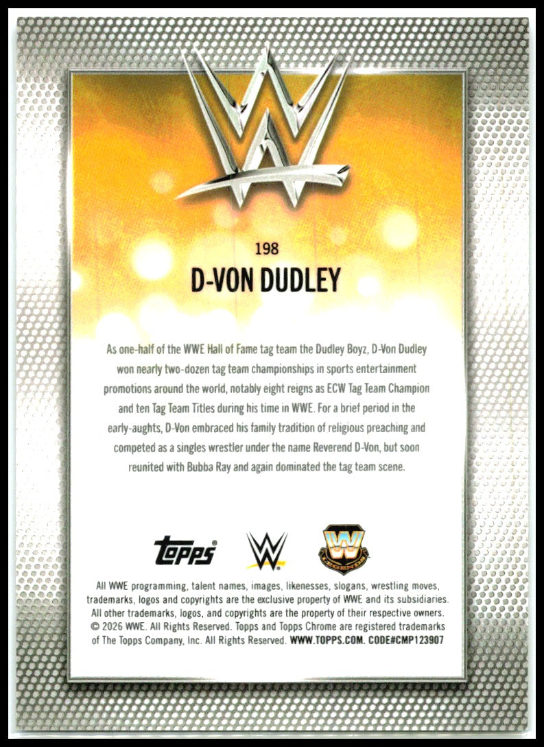 2026 Topps Chrome WWE Steel Cage Refractor #198 D-Von Dudley #/37