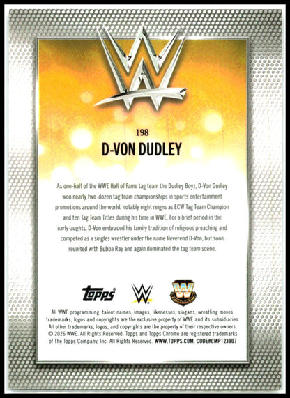 2026 Topps Chrome WWE Steel Cage Refractor #198 D-Von Dudley #/37