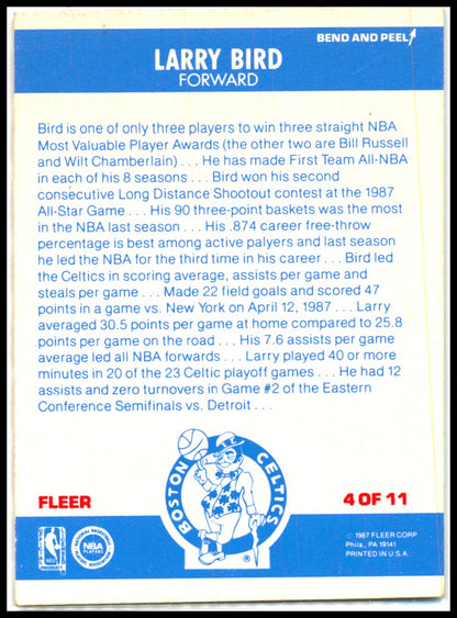 1987-88 Fleer Stickers #4 Larry Bird Boston Celtics