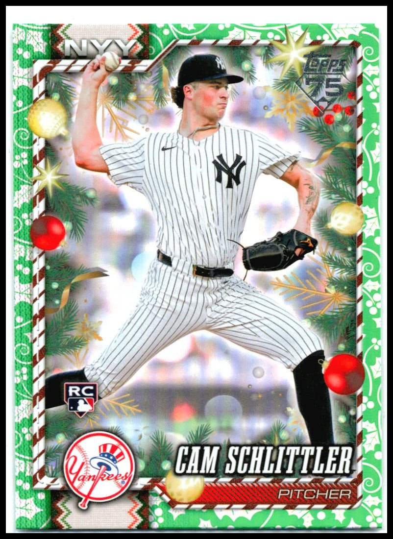 2026 Topps Holiday Green Foil #H77 Cam Schlittler RC New York Yankees