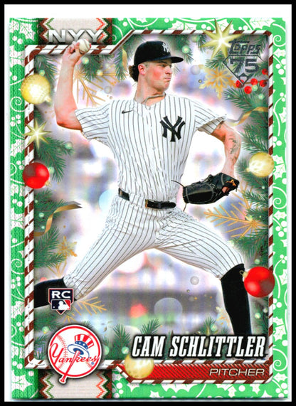 2026 Topps Holiday Green Foil #H77 Cam Schlittler RC New York Yankees
